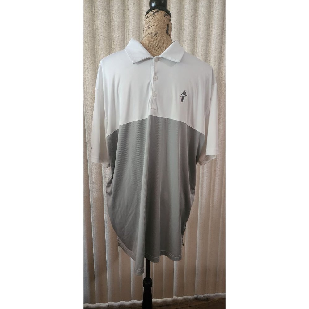 Antigua - Grey/White Striped - XL - Men's Golf Polo -  Excellent Used Condition